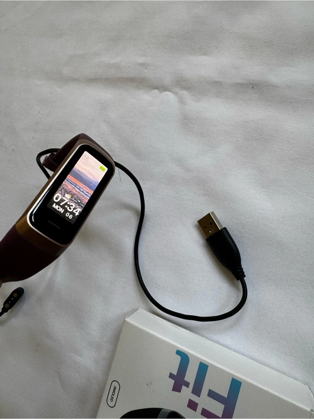 Wireless Fitness Tracker Smart Band - Rose Gold Case with Plum Band